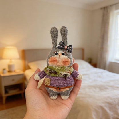 Hand-knitted rabbit dolls, children's birthday gifts, party-themed decorations, collectible dolls, Father's Day.