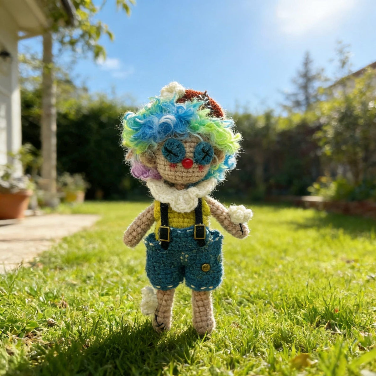 Artisan clown figurines, rucksack dangling trinkets, table‑top showcase ornaments, hobbyist display sculptures, Yuletide household adornment