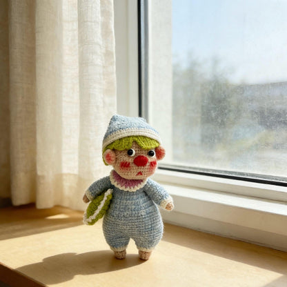 Hand Knit Boy Sculpture Nursery Embellishment Wool Thread Comfort Plaything Youth Tokens Desktop Trinkets Christmas Holiday Goods
