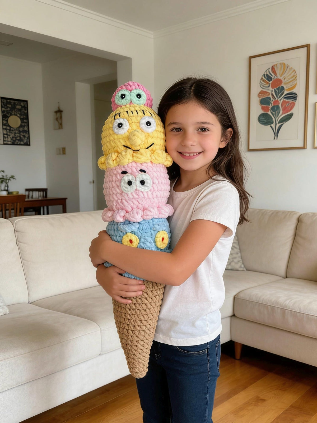 Artisan SpongeBob‑ice‑cream statuettes, imaginative side‑by‑side figures, juvenile chamber ornamental pieces, Yuletide nursery adornment