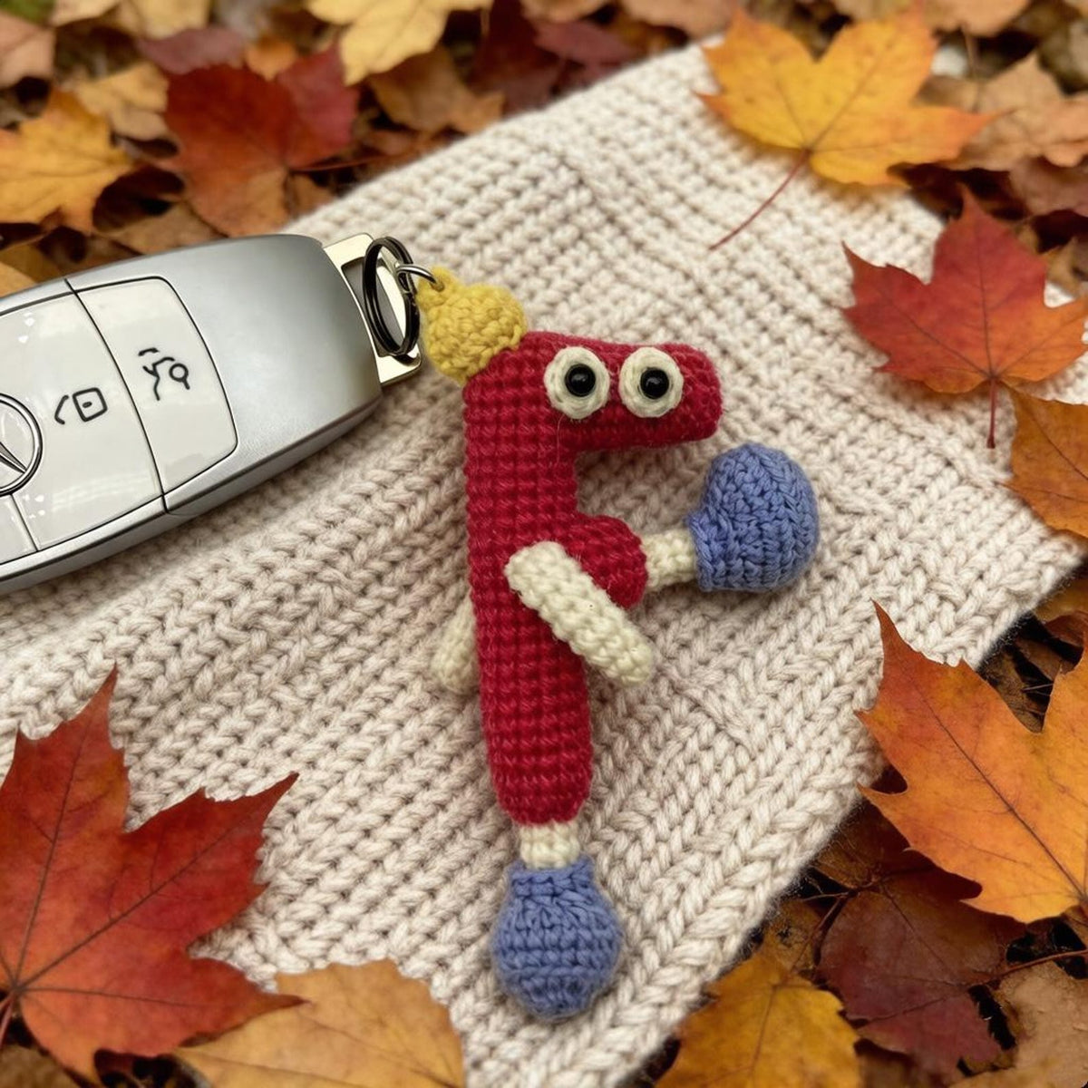 Artisan woven uppercase F charm, purse ornamental trims, paired personalized monogram dangling memento, Yuletide celebratory treasure