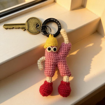 Artisan wool yarn letter K key charm, sack adornment, monogram dangling trinket, birthday milestone memento, Yuletide tote embellishment