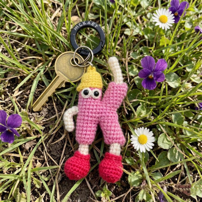 Artisan wool yarn letter K key charm, sack adornment, monogram dangling trinket, birthday milestone memento, Yuletide tote embellishment