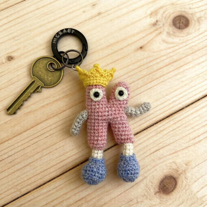 Artisan wool knit letter K charm figurine, keyring trinket, sack adornment, paired monogram key dangling piece, Yuletide tote embellishment