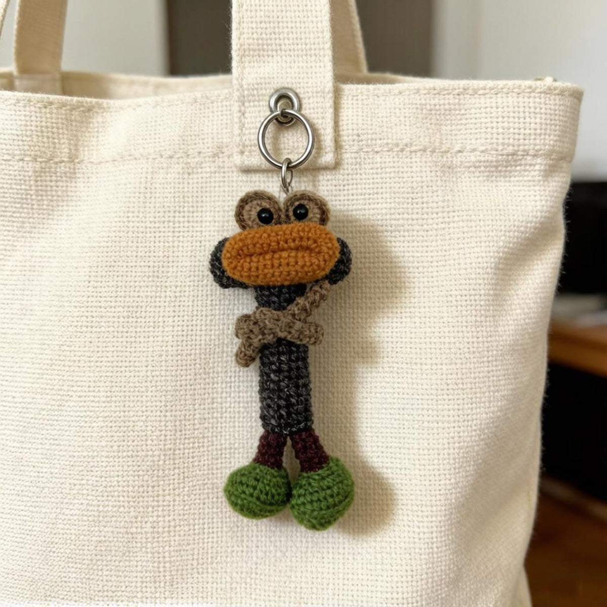 Artisan Knit Fiber Initial T Trinket, Key Fob, Purse Embellishment, Textured Craft, Birthday Token, Monogram Pair Charm, Yuletide Decor