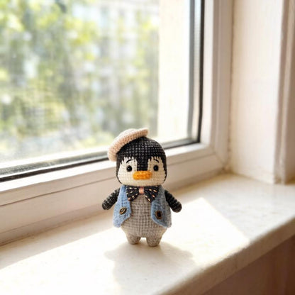 Artisan woven penguin sculpted pieces, imaginative desk souvenir trinkets, indoor ornamental accents, Yuletide table embellishments