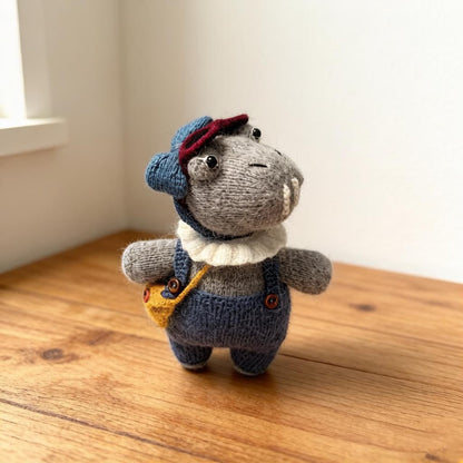 Artisan woven hippo sculpted pieces tabletop ornamental accents juvenile mementos imaginative hobbyist statues Yuletide desk embellishments