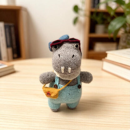 Artisan knit hippo sculpted piece, enthusiast treasure, animal motif gathering ornamental accent, masculine keepsake, Yuletide interior trim