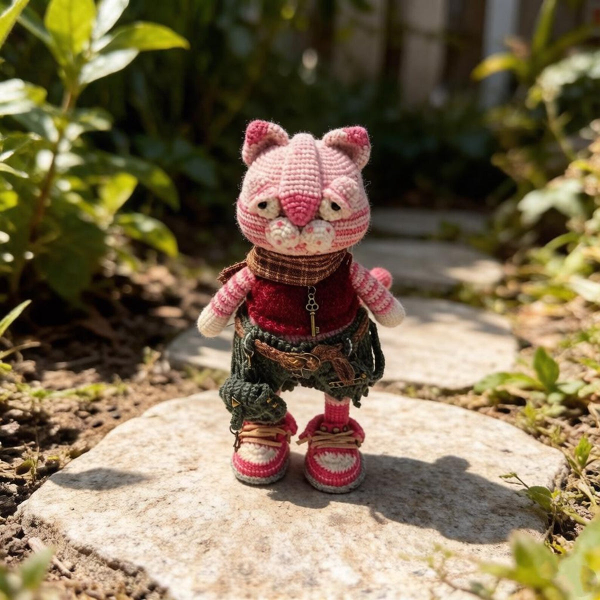 Artisan woven feline sculpted pieces, punk themed hobbyist statuettes, household ornamental accents, juvenile mementos, Yuletide room trims