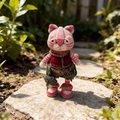 Artisan woven feline sculpted pieces, punk themed hobbyist statuettes, household ornamental accents, juvenile mementos, Yuletide room trims