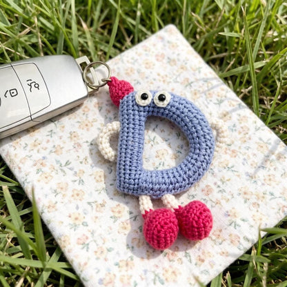Artisan woven uppercase D charm, rucksack ornamental trim, imaginative birthday memento, paired romantic keepsake, Yuletide pack adornment