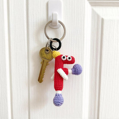 Artisan woven uppercase F charm, purse ornamental trims, paired personalized monogram dangling memento, Yuletide celebratory treasure