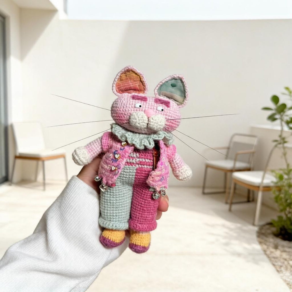 Artisan knit feline sculpted pieces, household adornments, juvenile token hobbyist display figurines sweetheart memento Yuletide indoor trim