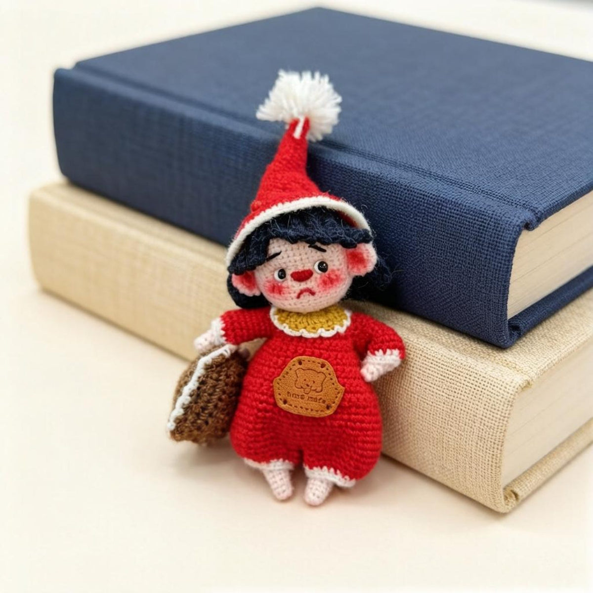 Artisan knit onesie figurines, interior seasonal adornments, juvenile favors, hobbyist collectible statuettes, Yuletide home trims