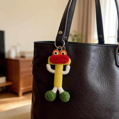 Artisan woven capital T charm, keyring dangling trinket, sack ornamental accent, imaginative gathering memento, Yuletide tote embellishment