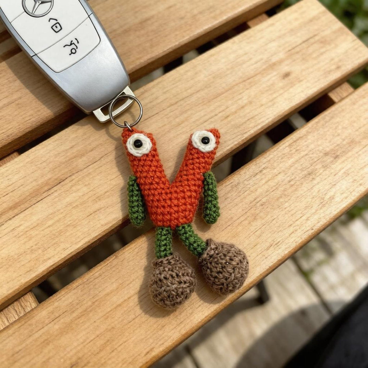 Artisan woven capital V charm, gathering ornamental trinket, sack dangling piece, personalized initial ornament, Yuletide tote adornment