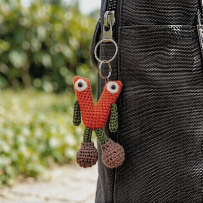 Artisan woven capital V charm, gathering ornamental trinket, sack dangling piece, personalized initial ornament, Yuletide tote adornment