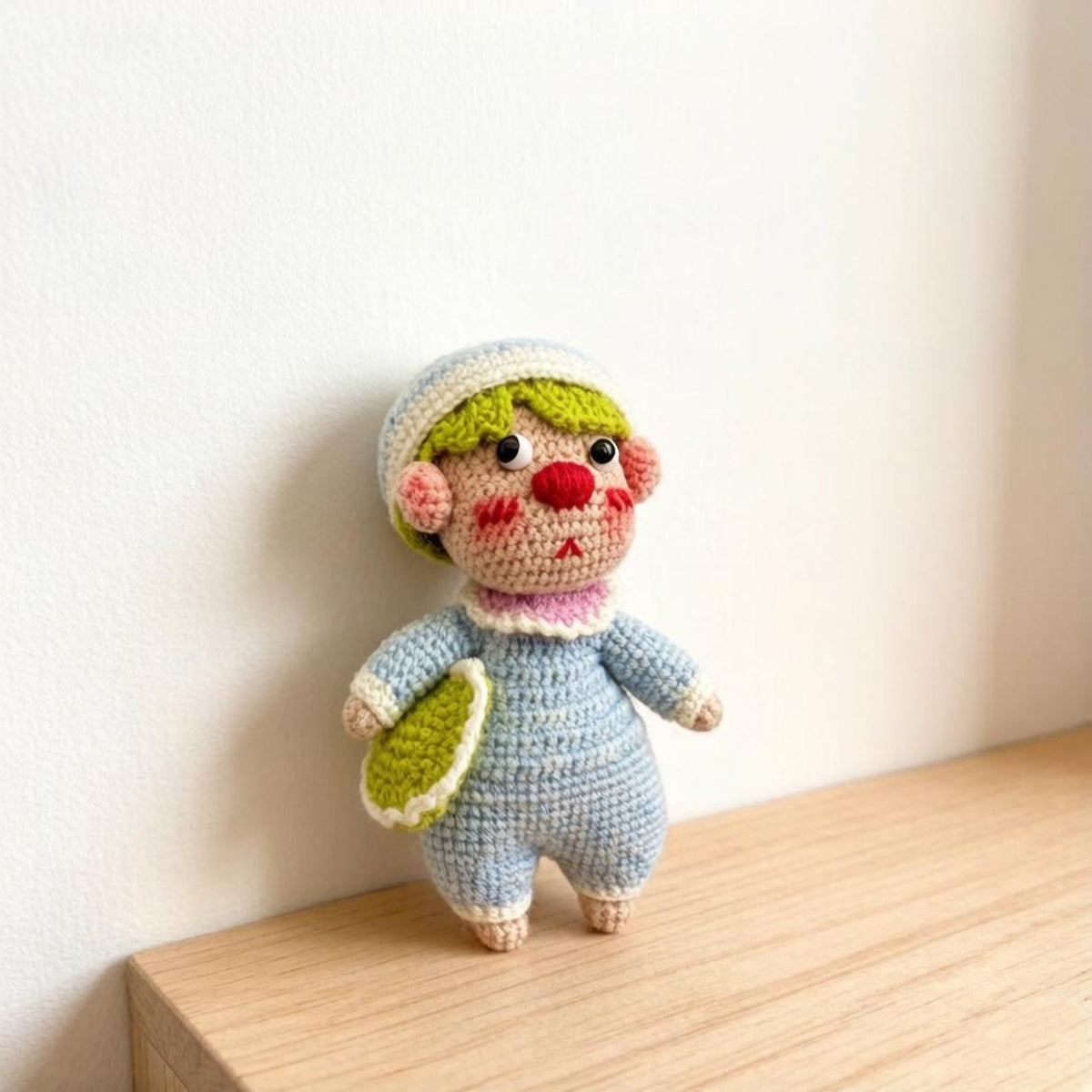 Hand Knit Boy Sculpture Nursery Embellishment Wool Thread Comfort Plaything Youth Tokens Desktop Trinkets Christmas Holiday Goods