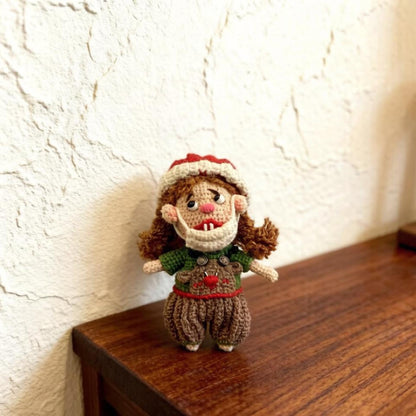 Hand Knit Wool Figurine Prominent Fangs Holiday Embellishment Crochet Plaything Pal Tokens Birthday Surprises Christmas Festive Trinkets