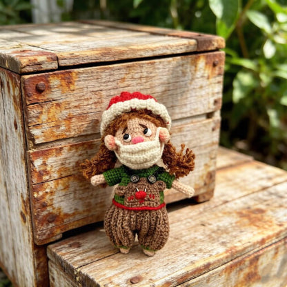 Hand Knit Wool Figurine Prominent Fangs Holiday Embellishment Crochet Plaything Pal Tokens Birthday Surprises Christmas Festive Trinkets