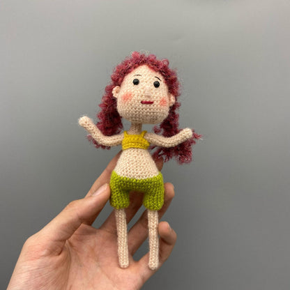 Hand Knit Girl Figurines Desktop Embellishments Sweetheart Tokens Gathering Mementos Maternal Holiday Surprises Christmas Festive Trinkets