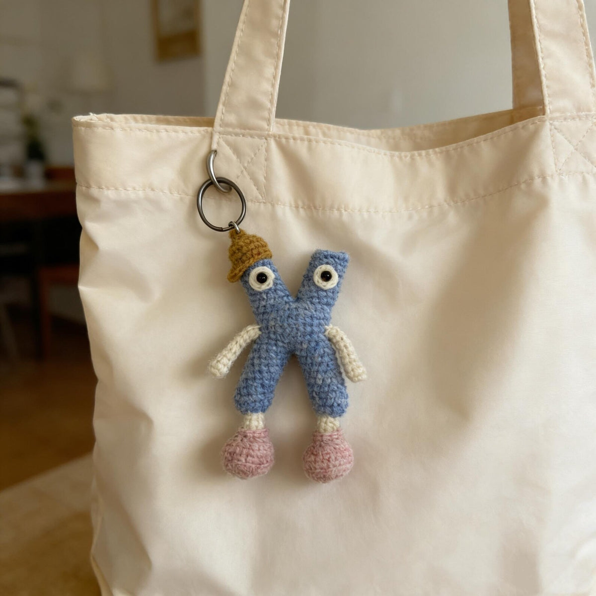 Artisan woven capital X charm, rucksack adornment, imaginative dangling trinket, personalized initial ornament, Yuletide pack decor