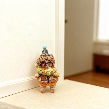 Hand Knit Boy Doll Indoor Table Ornament Birthday Memento Valentine’s Surprise Christmas Holiday Present Artisan Creative Home Decor