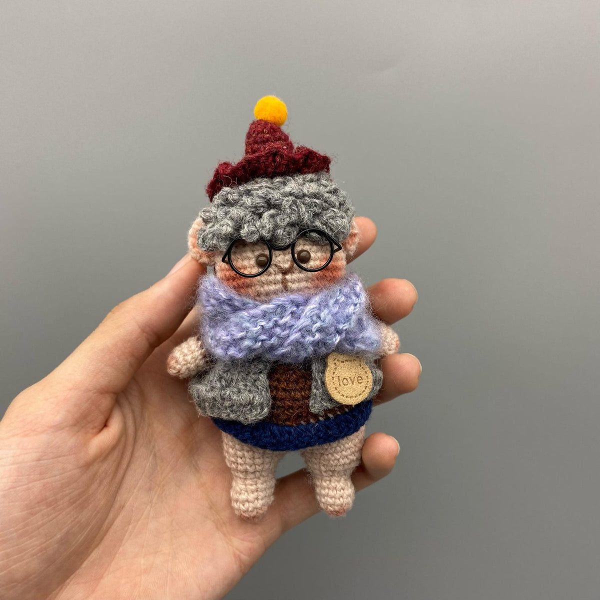 Hand Knit Boy Figurine Indoor Table Ornament Xmas Surprise Collector Keepsake Kids Birthday Gift Small Guest Thank You Gifts