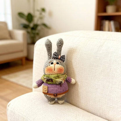 Hand-knitted rabbit dolls, children's birthday gifts, party-themed decorations, collectible dolls, Father's Day.
