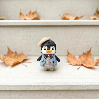 Artisan woven penguin sculpted pieces, imaginative desk souvenir trinkets, indoor ornamental accents, Yuletide table embellishments