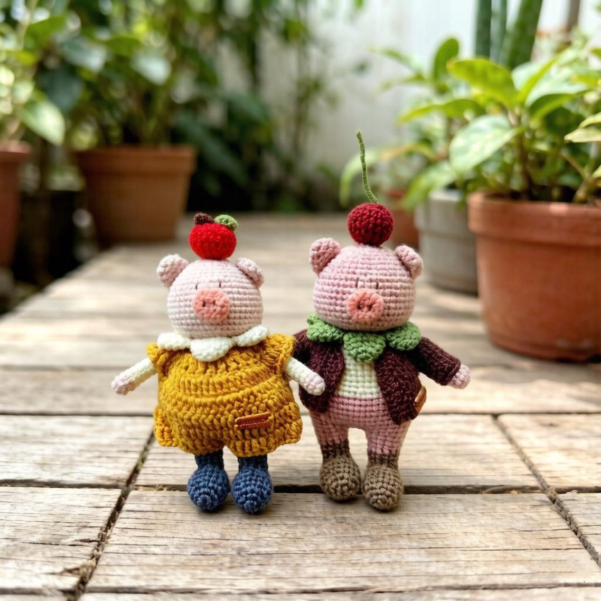Artisan knit piglet sculpted pieces, Valentine mementos, household ornamental trinkets, enthusiast display statues, Yuletide room accents