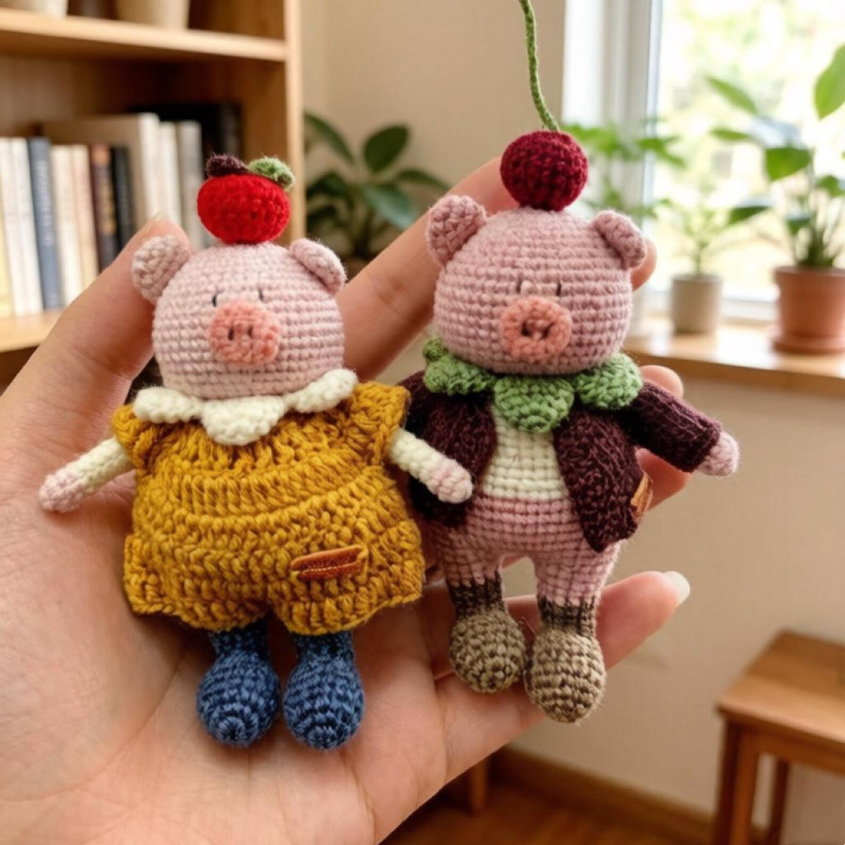 Artisan knit piglet sculpted pieces, Valentine mementos, household ornamental trinkets, enthusiast display statues, Yuletide room accents