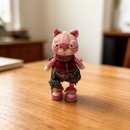 Artisan woven feline sculpted pieces, punk themed hobbyist statuettes, household ornamental accents, juvenile mementos, Yuletide room trims