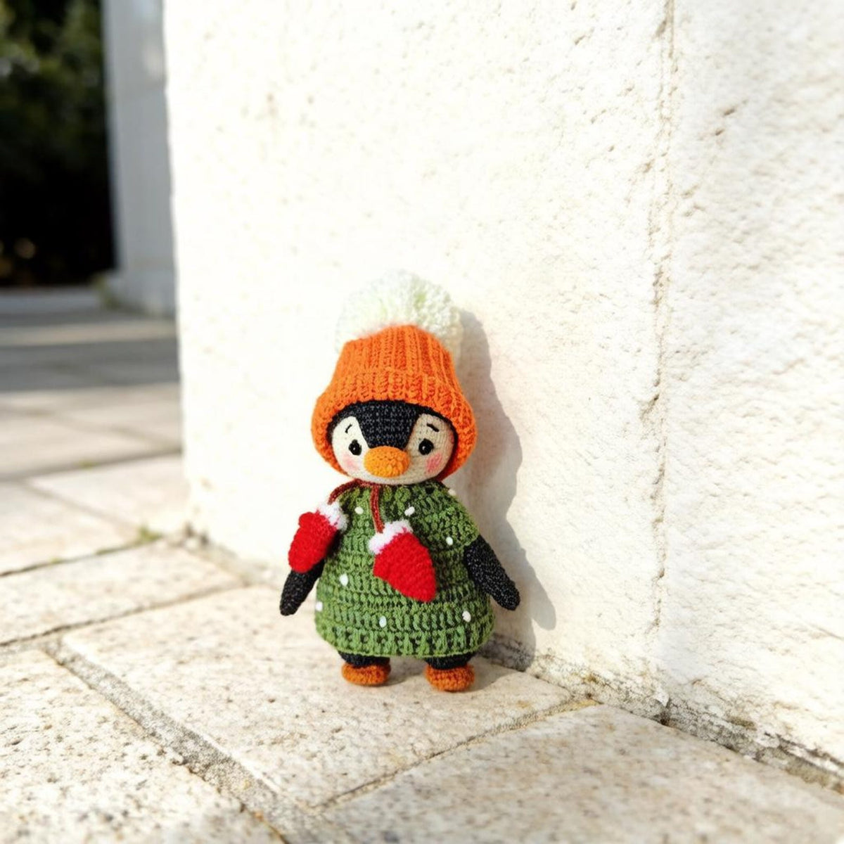 Hand Knit Winter Penguin Figurines Desktop Embellishments Vintage Curios Toddler Tokens Gathering Surprises Christmas Holiday Trinkets