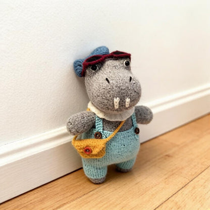 Artisan knit hippo sculpted piece, enthusiast treasure, animal motif gathering ornamental accent, masculine keepsake, Yuletide interior trim