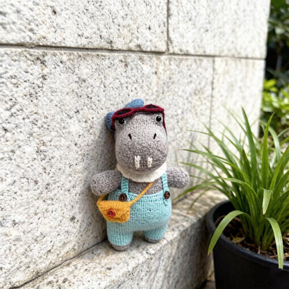 Artisan knit hippo sculpted piece, enthusiast treasure, animal motif gathering ornamental accent, masculine keepsake, Yuletide interior trim