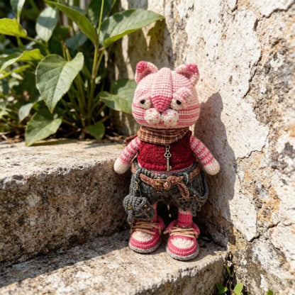Artisan woven feline sculpted pieces, punk themed hobbyist statuettes, household ornamental accents, juvenile mementos, Yuletide room trims
