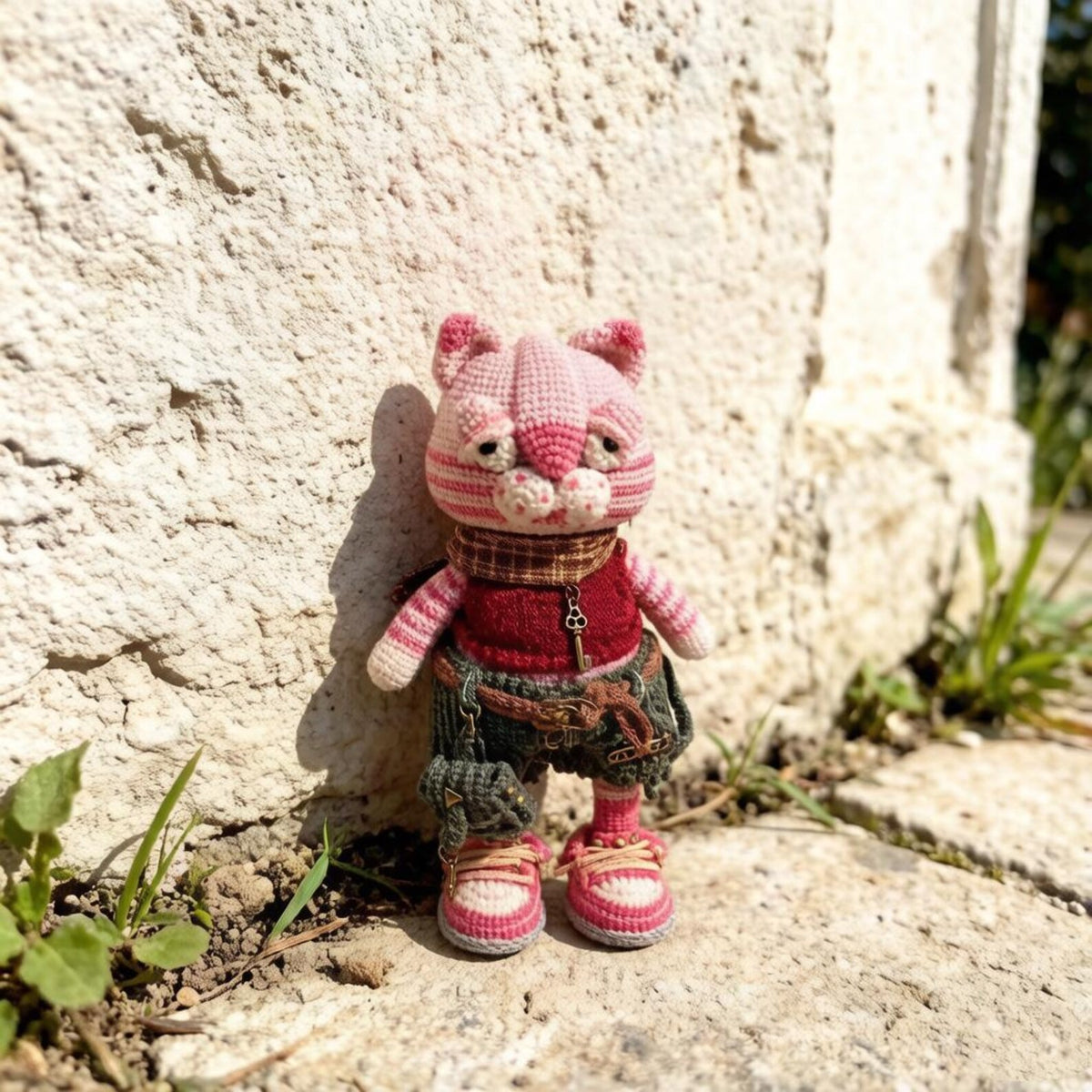 Artisan woven feline sculpted pieces, punk themed hobbyist statuettes, household ornamental accents, juvenile mementos, Yuletide room trims