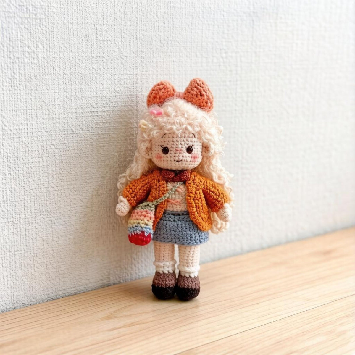 Artisan knit maiden sculpted pieces, travel carry hanging trinkets, infant gathering memorabilia, Yuletide ornamental accents