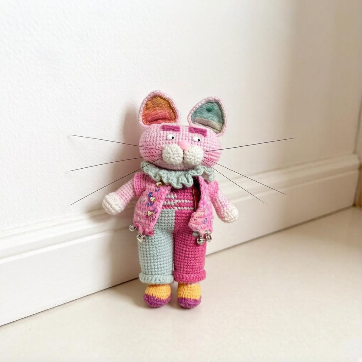 Artisan knit feline sculpted pieces, household adornments, juvenile token hobbyist display figurines sweetheart memento Yuletide indoor trim