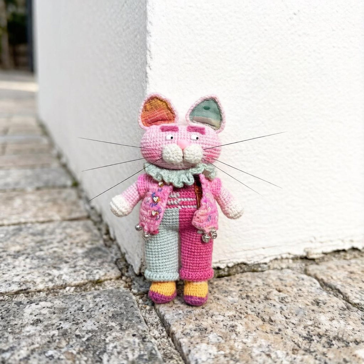 Artisan knit feline sculpted pieces, household adornments, juvenile token hobbyist display figurines sweetheart memento Yuletide indoor trim