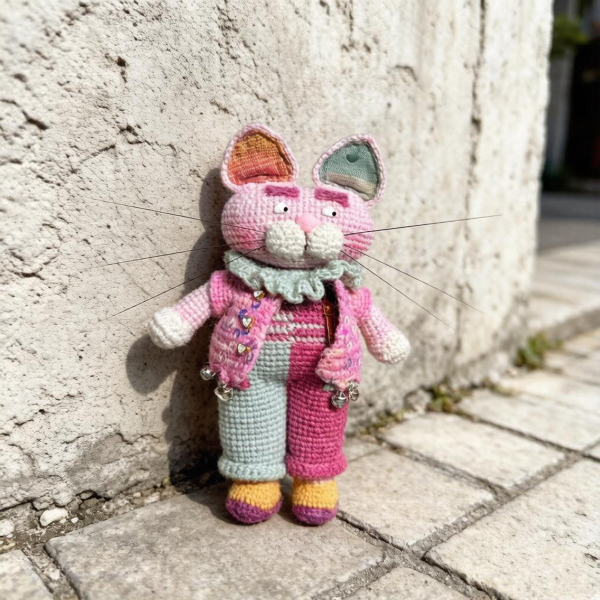Artisan knit feline sculpted pieces, household adornments, juvenile token hobbyist display figurines sweetheart memento Yuletide indoor trim