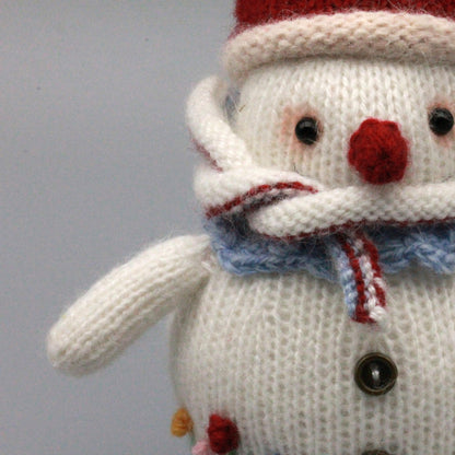 Hand Knit Snowman Sculpture Wool Thread Desktop Embellishment Wintry Seasonal Accent Collector Tokens Christmas Holiday Trinkets