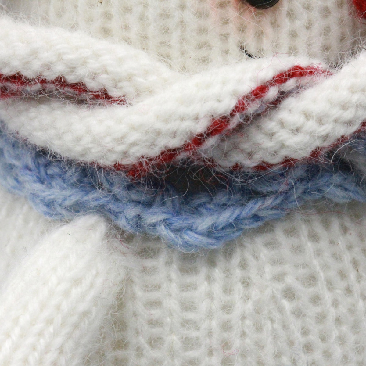 Hand Knit Snowman Sculpture Wool Thread Desktop Embellishment Wintry Seasonal Accent Collector Tokens Christmas Holiday Trinkets