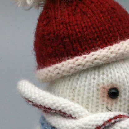 Hand Knit Snowman Sculpture Wool Thread Desktop Embellishment Wintry Seasonal Accent Collector Tokens Christmas Holiday Trinkets