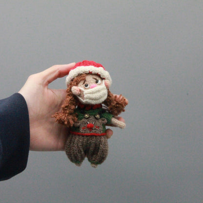 Hand Knit Wool Figurine Prominent Fangs Holiday Embellishment Crochet Plaything Pal Tokens Birthday Surprises Christmas Festive Trinkets
