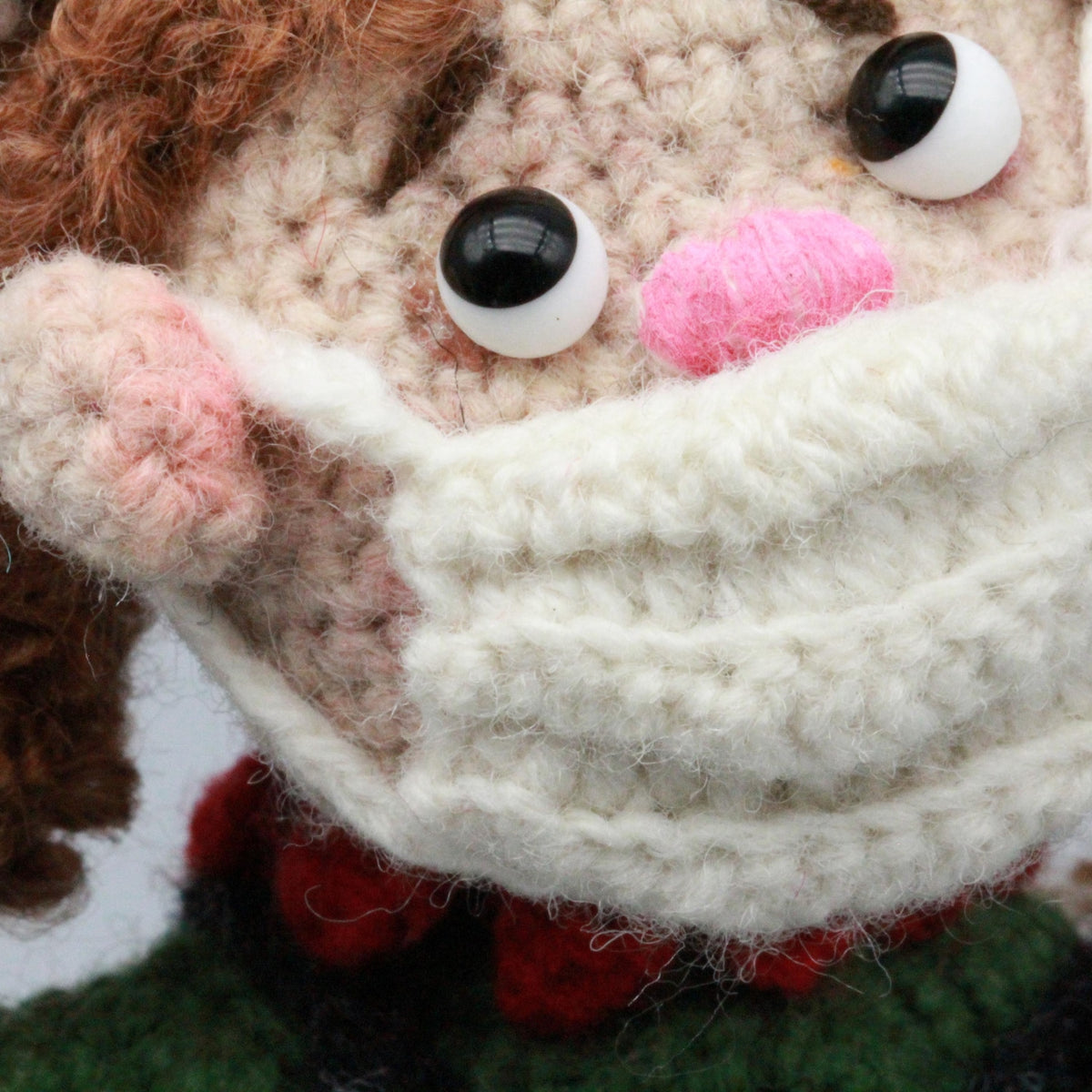 Hand Knit Wool Figurine Prominent Fangs Holiday Embellishment Crochet Plaything Pal Tokens Birthday Surprises Christmas Festive Trinkets