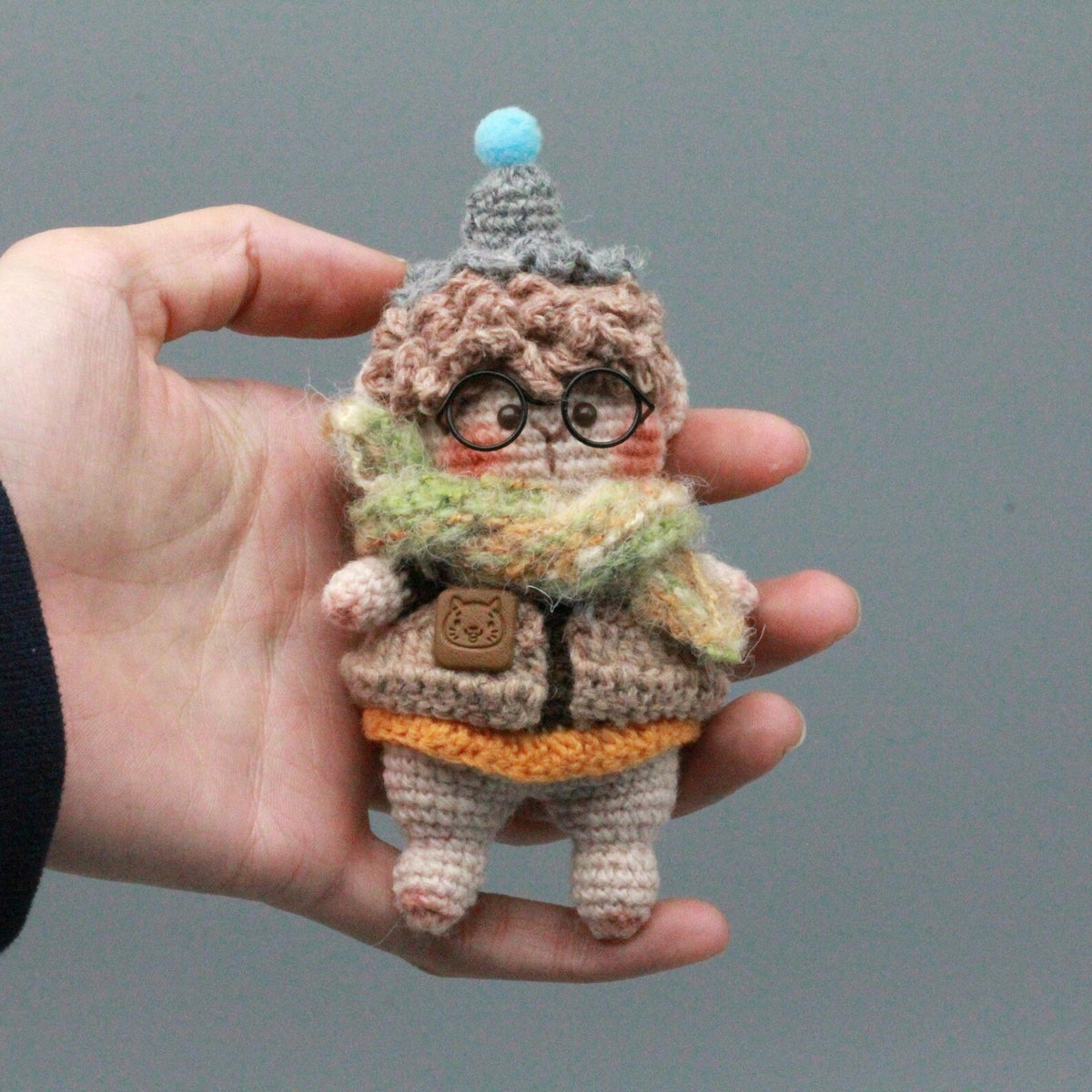 Hand Knit Boy Doll Indoor Table Ornament Birthday Memento Valentine’s Surprise Christmas Holiday Present Artisan Creative Home Decor