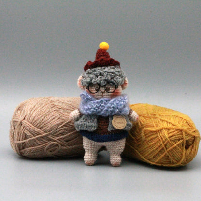 Hand Knit Boy Figurine Indoor Table Ornament Xmas Surprise Collector Keepsake Kids Birthday Gift Small Guest Thank You Gifts
