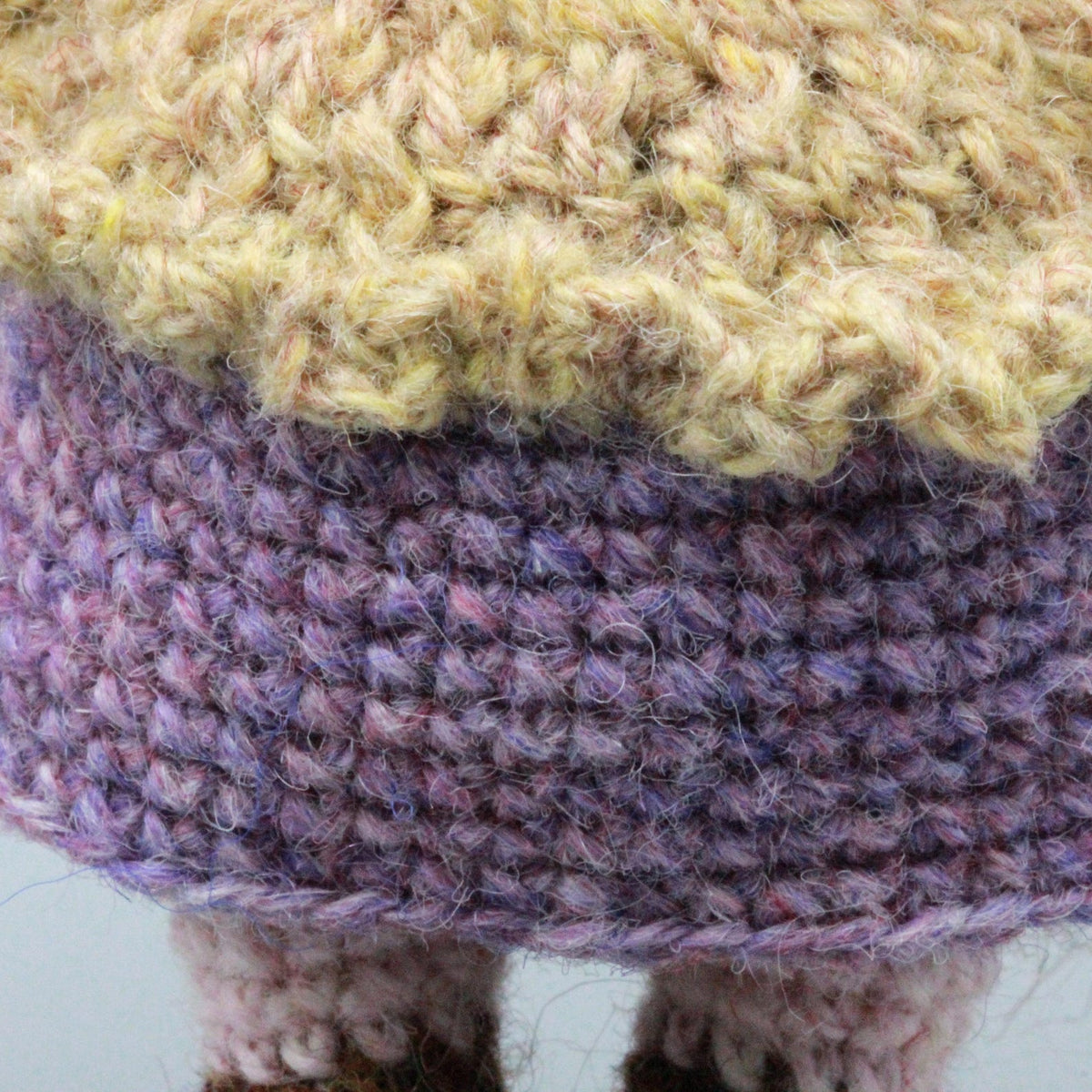 Artisan yarn knit figurine charm, tabletop decorative statuette, purse ornamental trim, everyday carry side piece, Yuletide seasonal decor